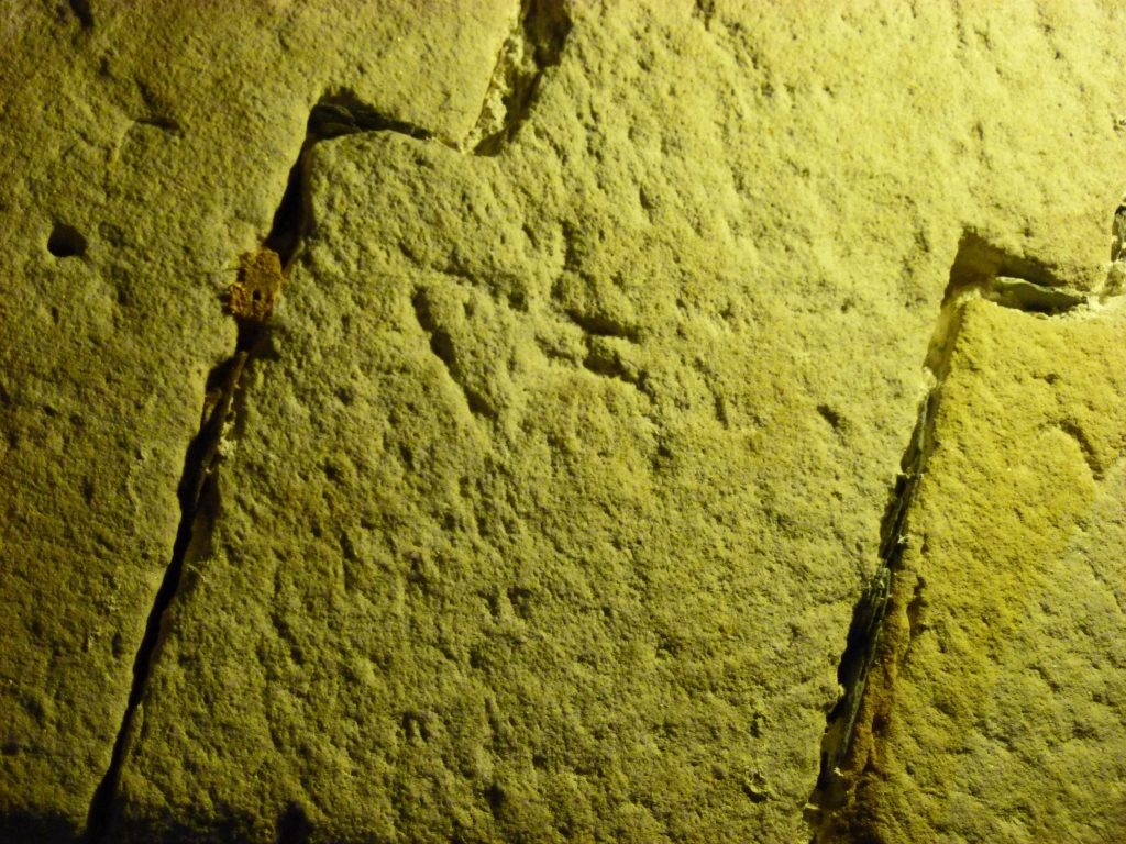 Mason's mark inside the Main Hall fireplace at The Folly, Settle